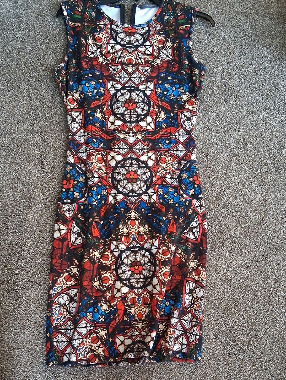 ALEXANDER MQUEEN Sleeveless Mosaic Print Sheath Dress - Multicolor EURO SIZE 44